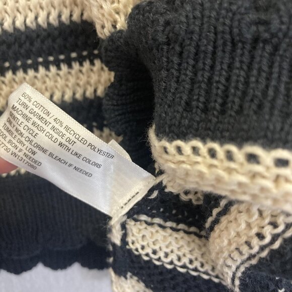 Future Collective Open Knit Sweater Vest Womens 3X Striped Scalloped Navy Blue - Picture 9 of 10